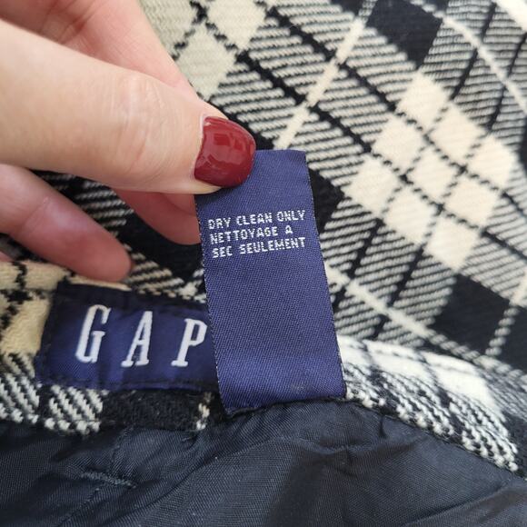Vintage Gap Wool Plaid Shorts Womens Large Black Cream Bermuda High Waist - Picture 7 of 14